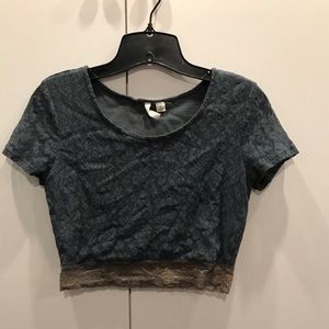 frenchi Short Sleeve Lace Crop Top